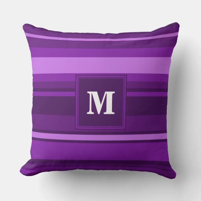 Monogram paarse strepen kussen (Voorkant)