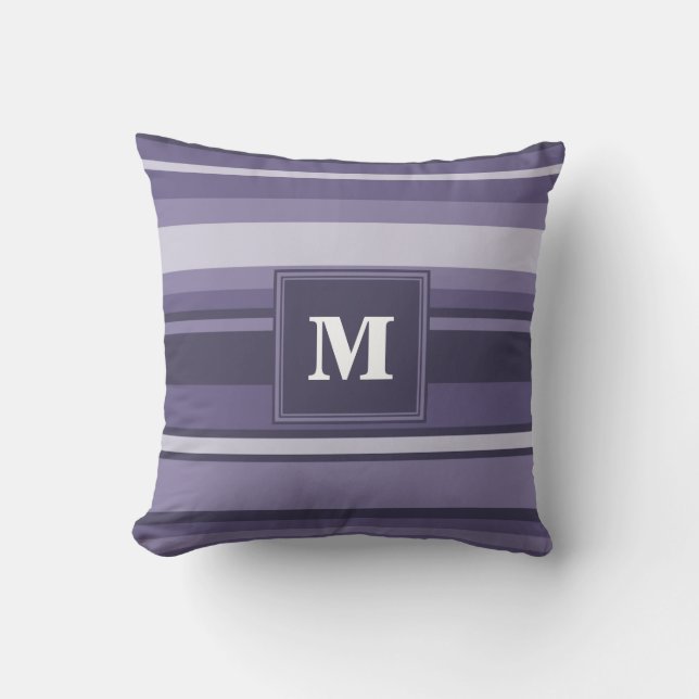 Monogram paarse strepen kussen (Voorkant)