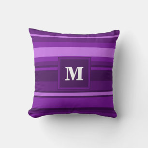 Monogram paarse strepen kussen