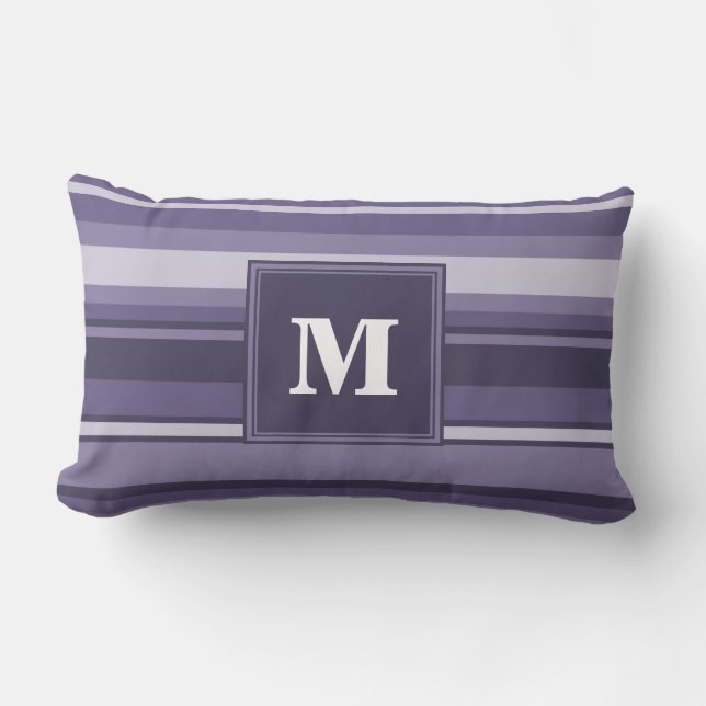 Monogram paarse strepen kussen (Voorkant)