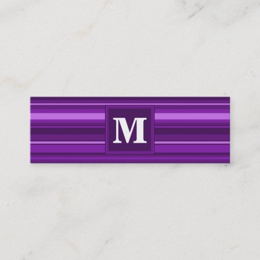 Monogram paarse strepen mini visitekaartje (Voorkant)