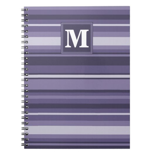 Monogram paarse strepen notitieboek (Voorkant)