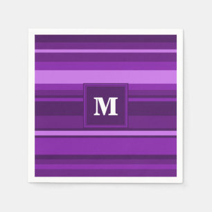 Monogram paarse strepen servet