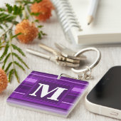 Monogram paarse strepen sleutelhanger (Voorkant Rechts)
