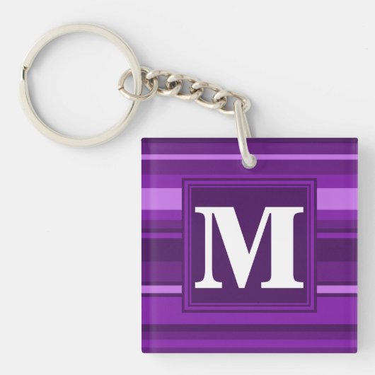 Monogram paarse strepen sleutelhanger (Voorkant)