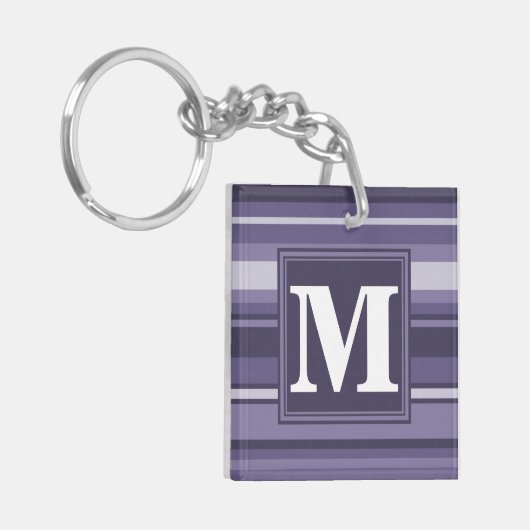 Monogram paarse strepen sleutelhanger (Voorkant Links)