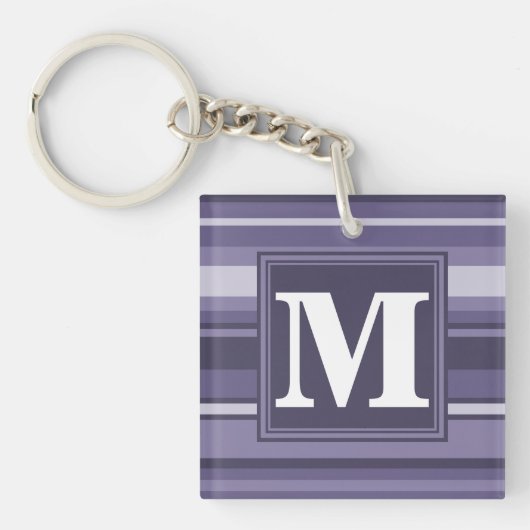 Monogram paarse strepen sleutelhanger (Voorkant)