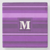 Monogram paarse strepen stenen onderzetter (Voorkant)