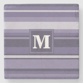 Monogram paarse strepen stenen onderzetter
