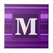 Monogram paarse strepen tegeltje (Voorkant)