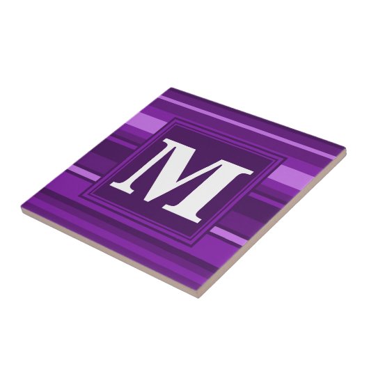 Monogram paarse strepen tegeltje (Zijkant)