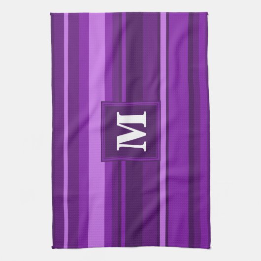Monogram paarse strepen theedoek (Verticaal)