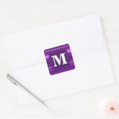 Monogram paarse strepen vierkante sticker (Envelop)