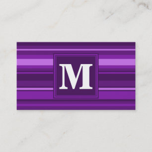 Monogram paarse strepen visitekaartje