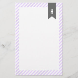 Monogram Paarse Stripes Briefpapier