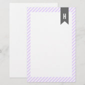 Monogram Paarse Stripes Briefpapier (Voorkant / Achterkant)