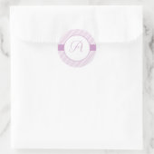 Monogram Paarse Stripes Ronde Sticker (Tas)
