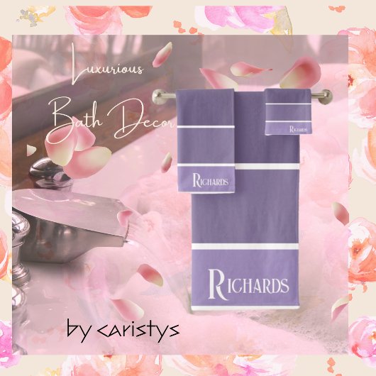 Monogram Paarse tinten met wit Bad Handdoek