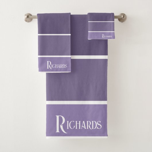 Monogram Paarse tinten met wit Bad Handdoek (Insitu)