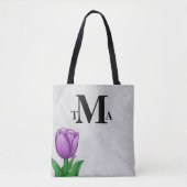 Monogram Paarse Tulip Tote Bag (Voorkant)