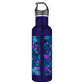 Monogram paarse turquoise blauwe confetti stippen  waterfles  (Achterkant)