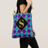 Monogram Paarse Turquoise Gouden Glitter Tas (Dichtbij)