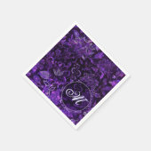 Monogram Paarse Vintage Bloemen Servetten (Hoek)