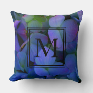 Monogram Paarse violet hydrangeas Kussen