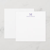 Monogram Paarse Violet Minimalistisch Modern Elega Notitiekaartje (Voorkant / Achterkant)