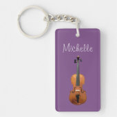 Monogram Paarse Violin Music Sleutelhanger (Voorkant)