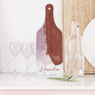 Monogram Paarse Waterverf Burgundy gevestigd Snijplank