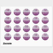 Monogram Paarse weddenschappen Ronde Sticker (Vel)