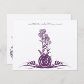 Monogram Paarse Wilde Vloer Weddenschap RSVP (Voorkant / Achterkant)