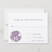 Monogram Paarse Wilde Vloer Weddenschap RSVP (Achterkant)