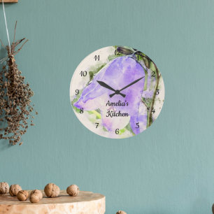 Monogram Paarse Wilfdlower Keuken Grote Klok