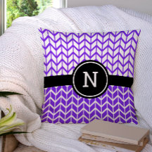 Monogram Paarse witte Chevron Pattern Bold Modern