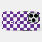 Monogram Paarse witte geruit patroon Case-Mate iPhone Case (Achterkant (horizontaal))