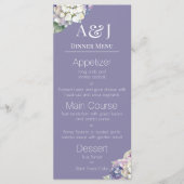 Monogram Paarse & Witte Hortensia's op Lavendel Menu (Voorkant)