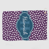 Monogram Paarse witte patroonschilderij Golfhanddoek (Horizontaal)