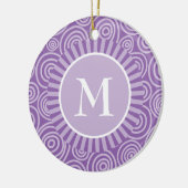 Monogram Paarse Witte Spiralen - Gepersonaliseerd Keramisch Ornament (Links)
