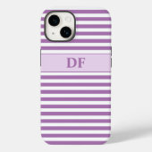 Monogram Paarse/witte strepen Case-Mate iPhone Case (Achterkant)