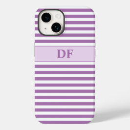 Monogram Paarse/witte strepen Case-Mate iPhone 14 Hoesje