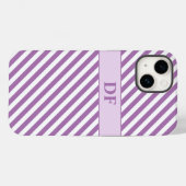 Monogram Paarse/witte strepen Case-Mate iPhone Case (Achterkant (horizontaal))