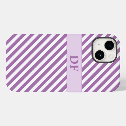 Monogram Paarse/witte strepen Case-Mate iPhone Case (Achterkant (horizontaal))