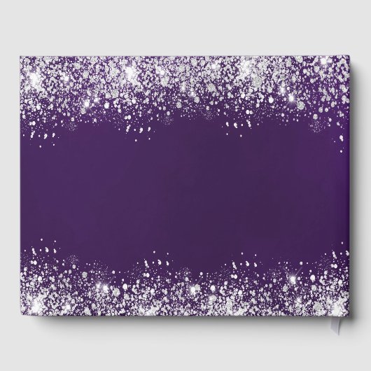 Monogram paarse zilverglitter gastenboek (Achterkant)