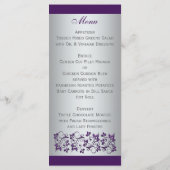Monogram Paarse, zilvergrijze bloemen Menu Kaart (Achterkant)