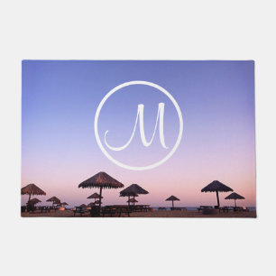 Monogram Paarse Zonsondergang Californië Strand Fo Deurmat