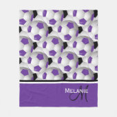 Monogram Paarse Zwart Voetbal 50 x 60 Fleece Deken (Voorkant)