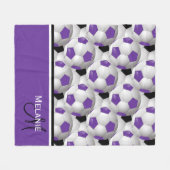 Monogram Paarse Zwart Voetbal 50 x 60 Fleece Deken (Voorkant (Horizontaal))