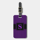 Monogram Paarse zwarte streep Bagagelabel (Voorkant verticaal)